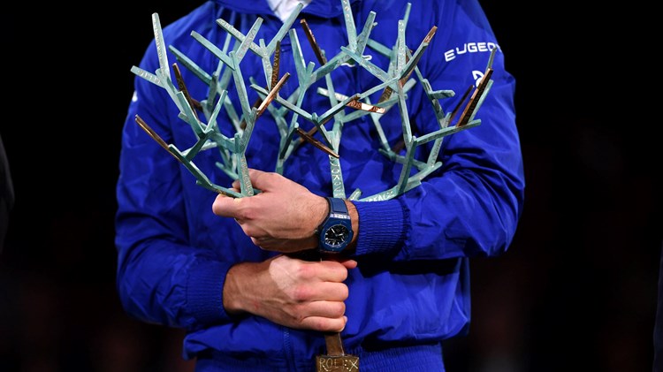 Novak Djokovic holding the Paris Masters trophy