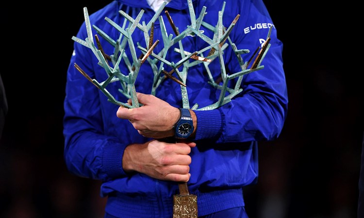 Novak Djokovic holding the Paris Masters trophy