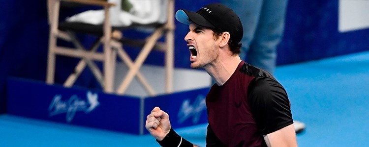 Andy Murray celebrating a point in a tennis match