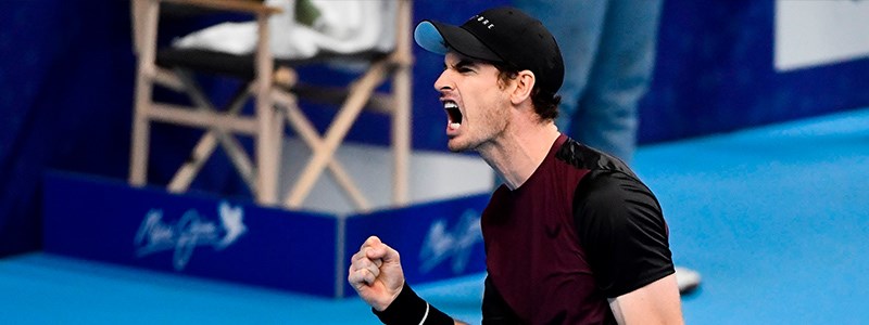 Andy Murray celebrating a point in a tennis match