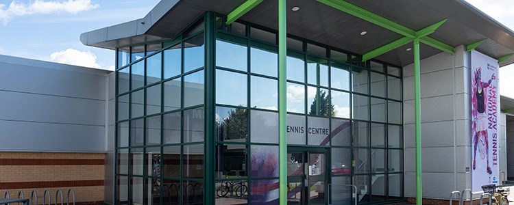 The outside of Loughborough University National tennis academy 