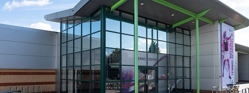 The outside of Loughborough University National tennis academy 