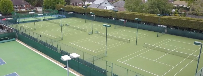 Aerial view of outdoor tennis courts