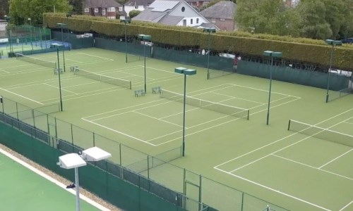 Aerial view of outdoor tennis courts