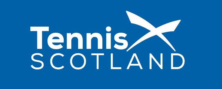 blue and white logo of tennis scotland