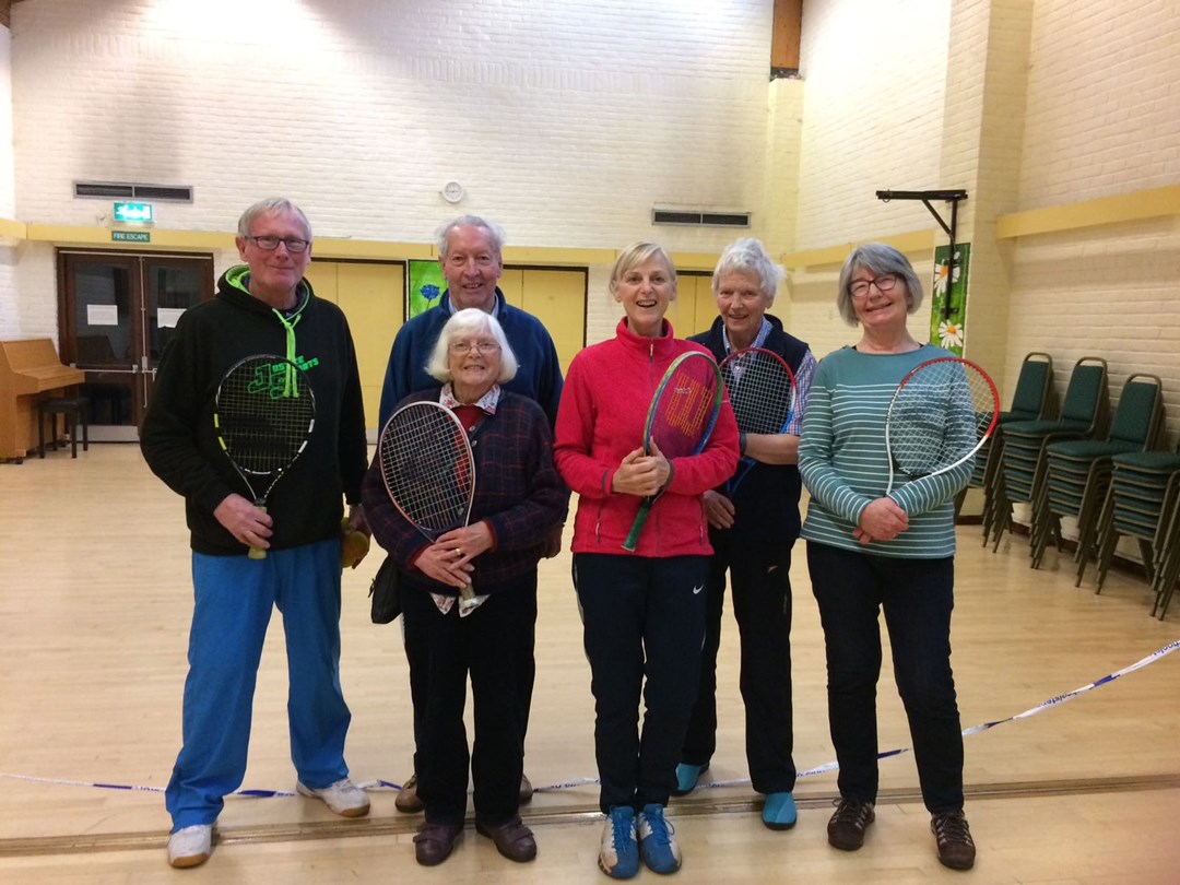 Group of senior tennis players with Jane