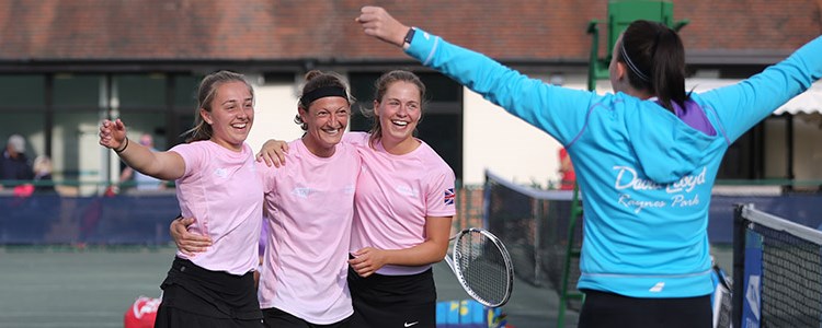 Tennis players celebrating at the national open finals in Bournemouth