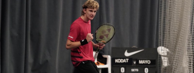 Toby Kodat celebrating after winning the Nike Junior International in Bolton in 2017