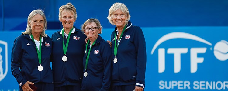Womens Great Britain 70s tennis team with their silver medals on