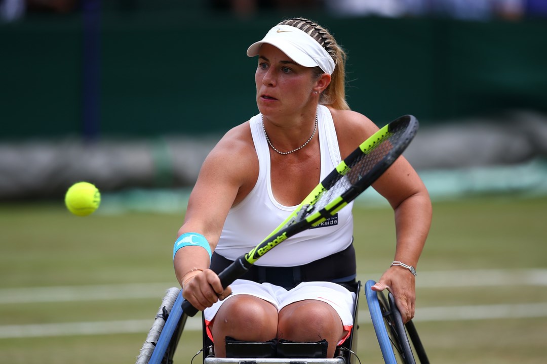 Lucy Shuker in action at Wimbledon 2017