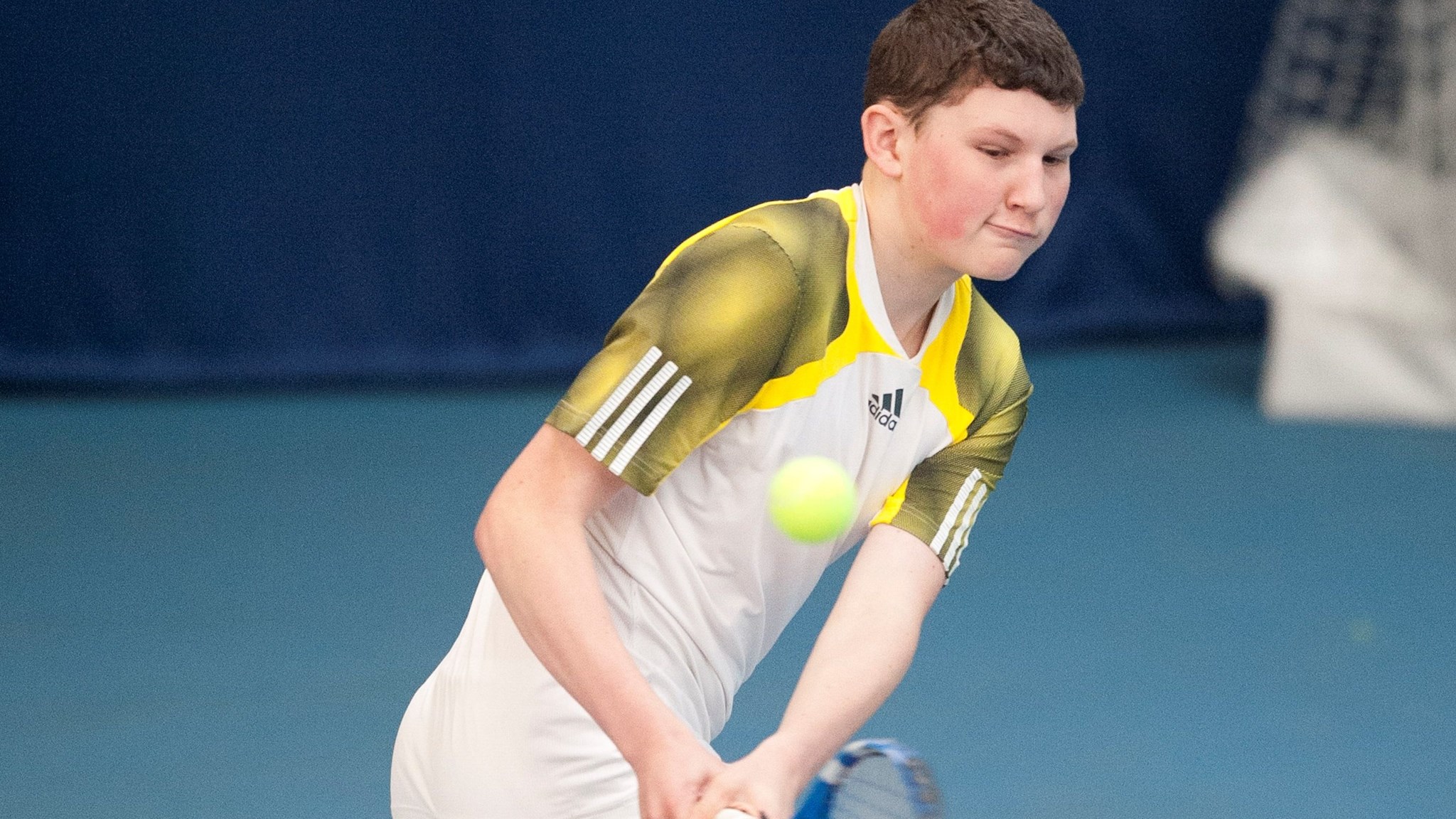 Oliver Beadle plays a backhand