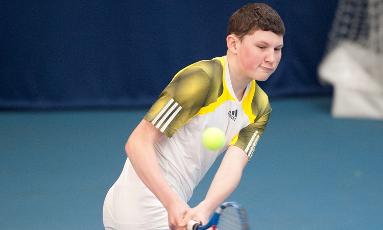 Oliver Beadle plays a backhand