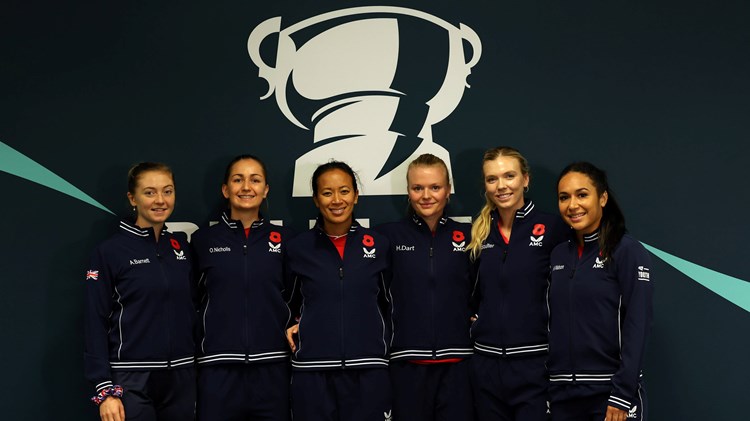 The GB Billie Jean King Cup squad ahead of the Finals in Glasgow