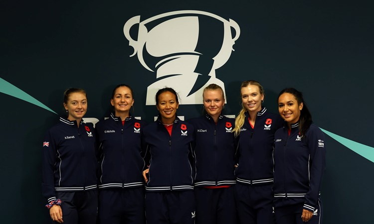 The GB Billie Jean King Cup squad ahead of the Finals in Glasgow