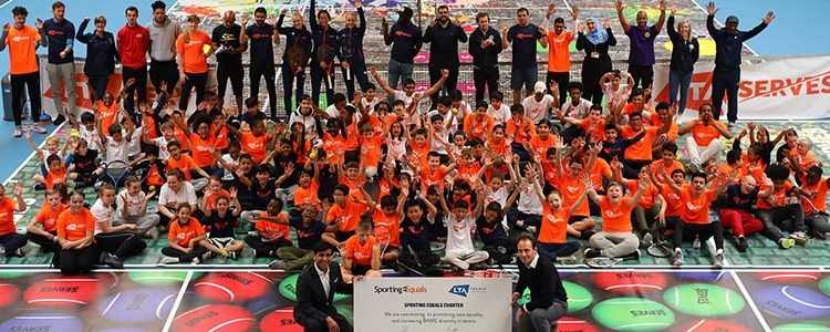 young people at the tennis festival in east london where LTA signed the sporting equals charter