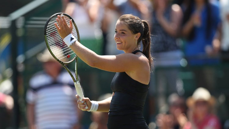 Jodie Burrage celebrates reaching her first Rothesay Open Nottingham semi-final