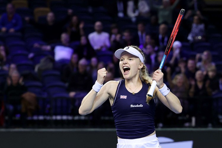 Harriet Dart celebrating at the Billie Jean King Cup