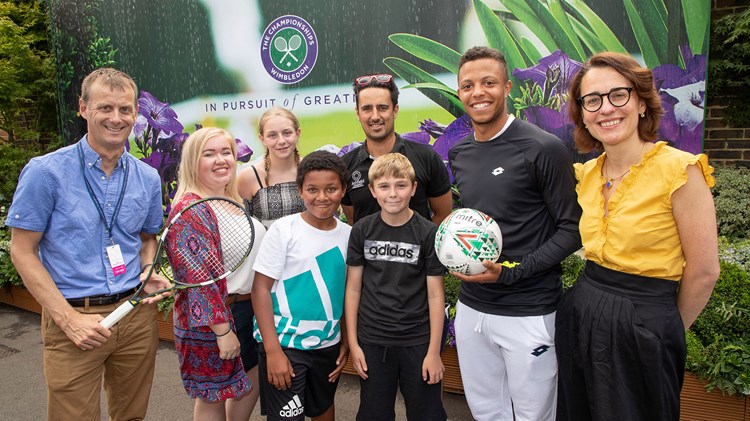 Mike Evans, Jay Clarke and Joanna Farquharson with a group from Burton Albion Community Trust