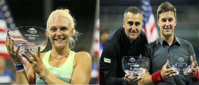 Jordanne Whiley and Gordon Reid with trophies