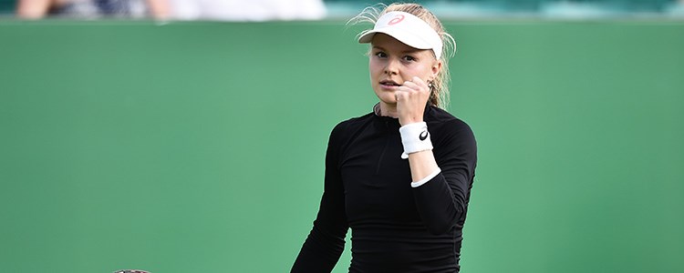 Harriet Dart fist pump after a tennis point