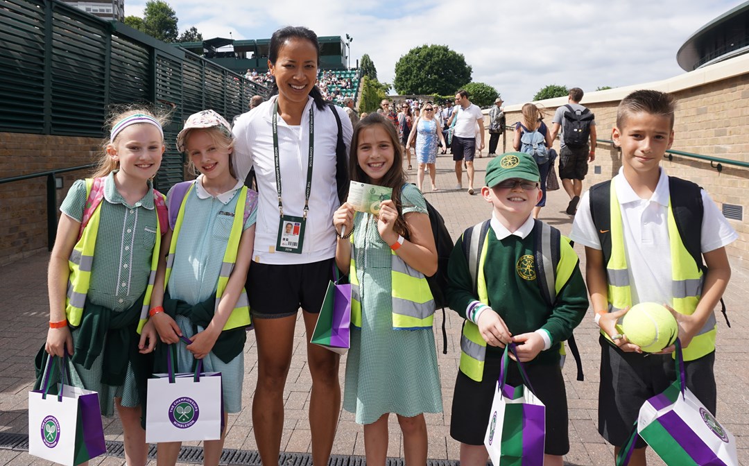 Group of young tennis fans visiting wimbledon