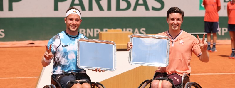 Alfie Hewett and Gordon Reid celebrating their doubles win at the 2021 French Open