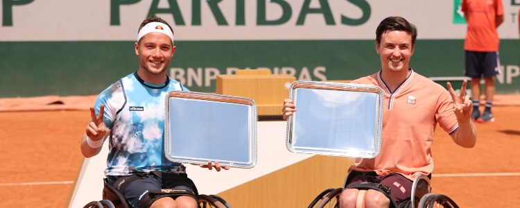 Alfie Hewett and Gordon Reid celebrating their doubles win at the 2021 French Open