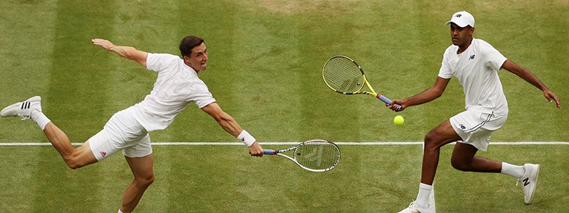 Joe Salisbury and Rajeev Ram playing a game of doubles