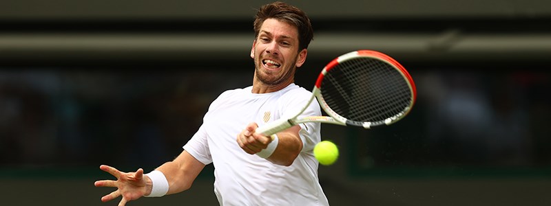 NCAA graduate Cam Norrie playing at Wimbledon 2021