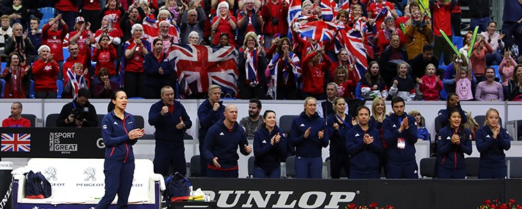 A shot of the Fed Cup fans in attendance at a tennis match
