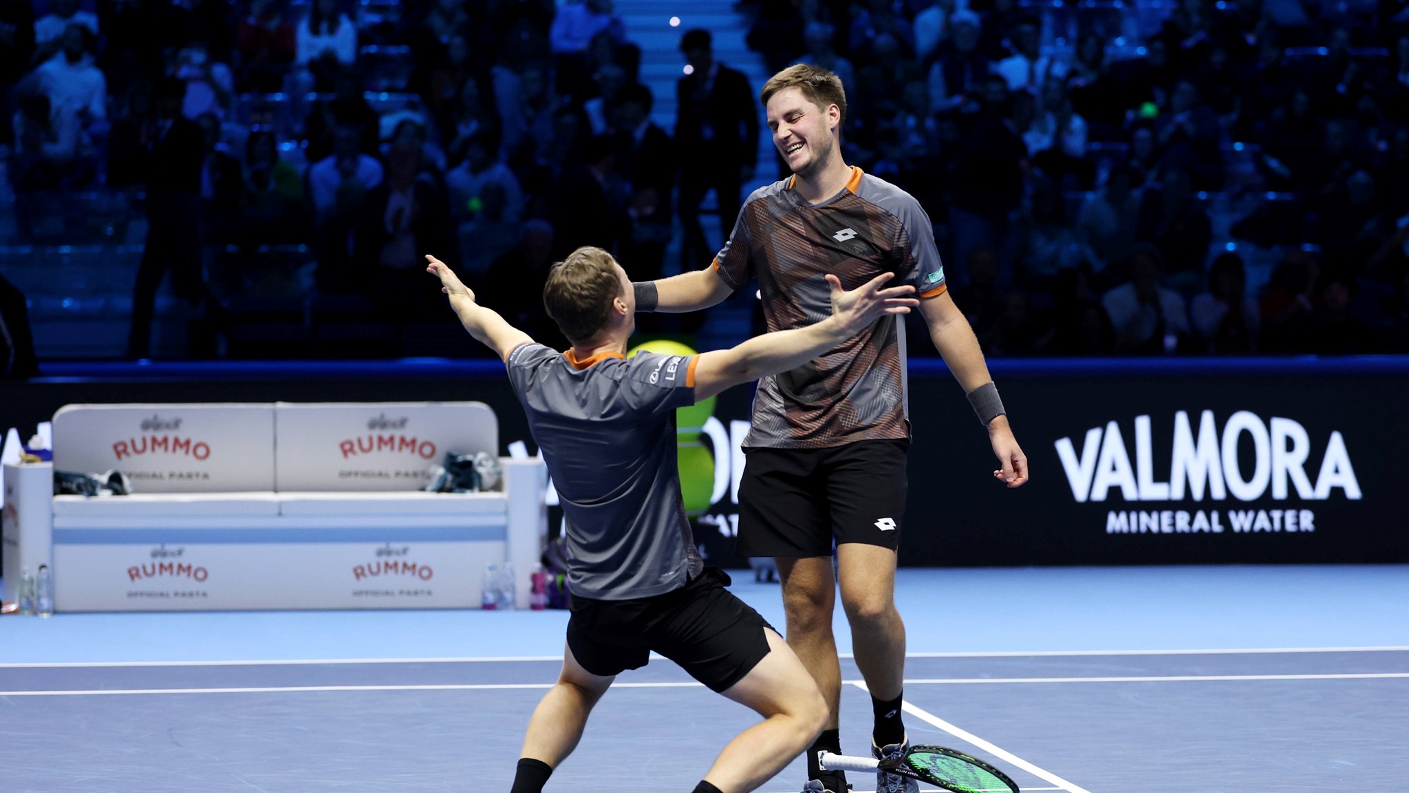 Henry Patten and Harri Heliovaara celebrate winning the 2025 Nitto ATP Finals