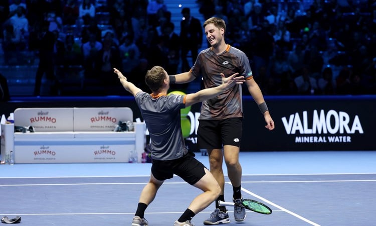 Henry Patten and Harri Heliovaara celebrate winning the 2025 Nitto ATP Finals