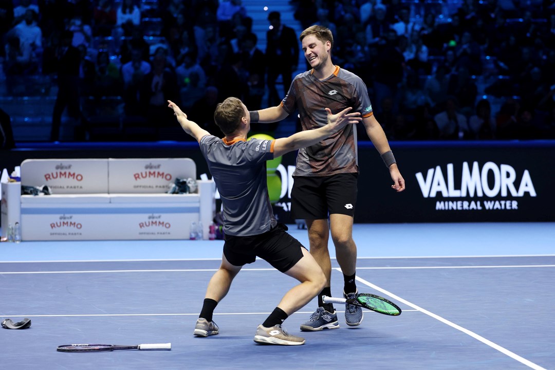 Henry Patten and Harri Heliovaara celebrate winning the 2025 Nitto ATP Finals