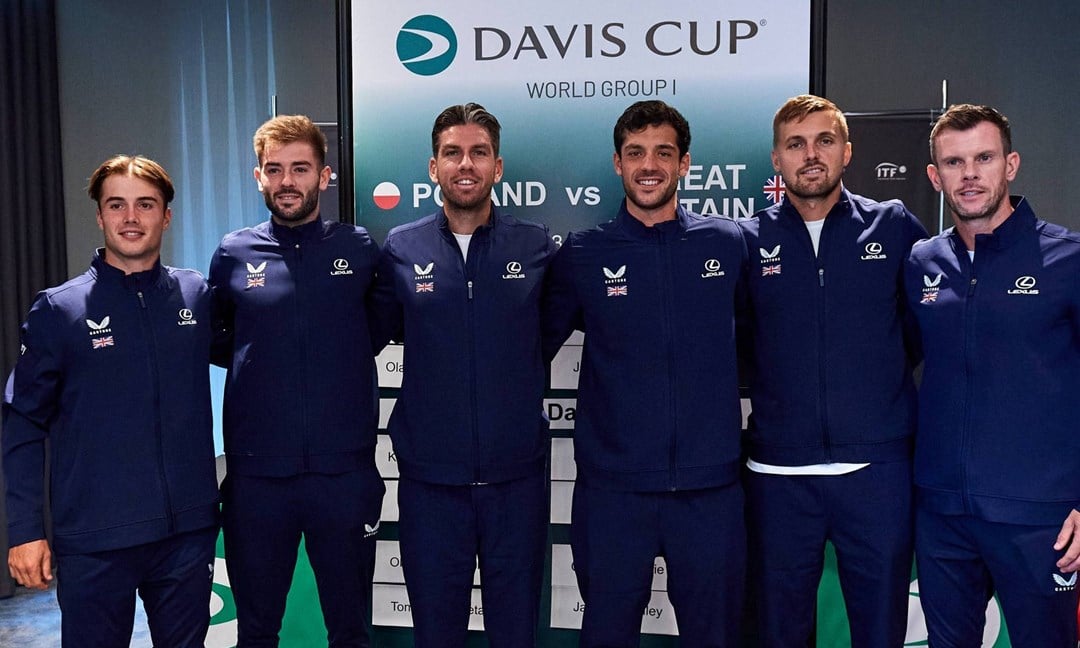 Arthur Fery, Jacob Fearnly, Cam Norrie, Julian Cash, Lloyd Glasspool and Leon Smith as the Lexus GB Davis Cup team to face Poland