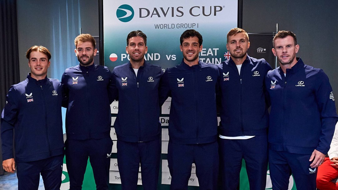 Arthur Fery, Jacob Fearnly, Cam Norrie, Julian Cash, Lloyd Glasspool and Leon Smith as the Lexus GB Davis Cup team to face Poland