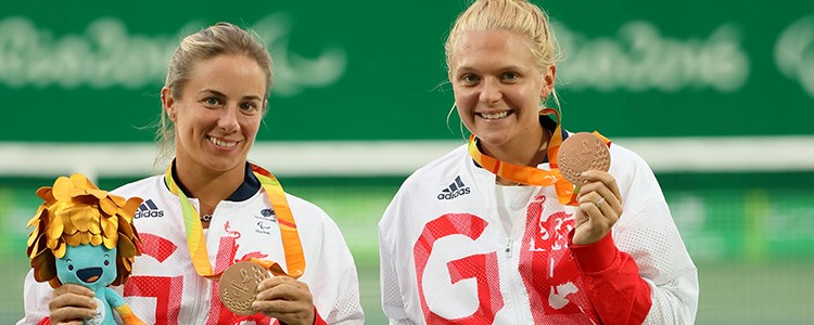 Lucy Shuker and Jordanne Whiley with their bronze medals at the Paralympics in Rio 2016