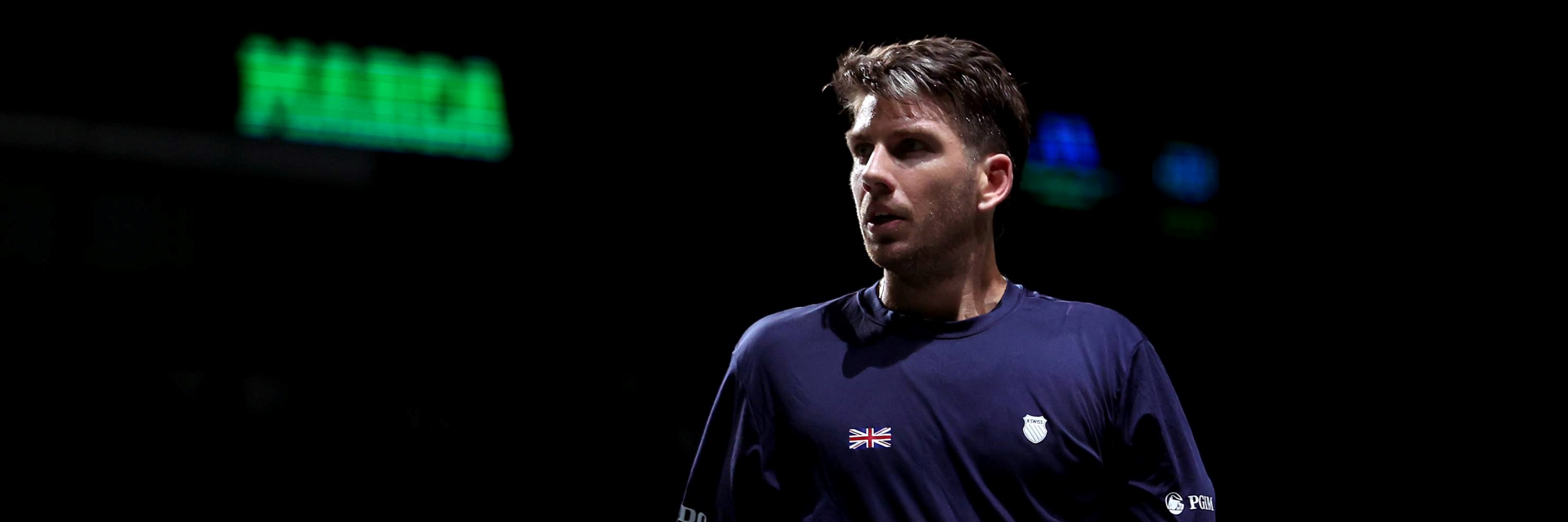 Cam Norrie in action against Nocak Djokovic at the Davis Cup Finals