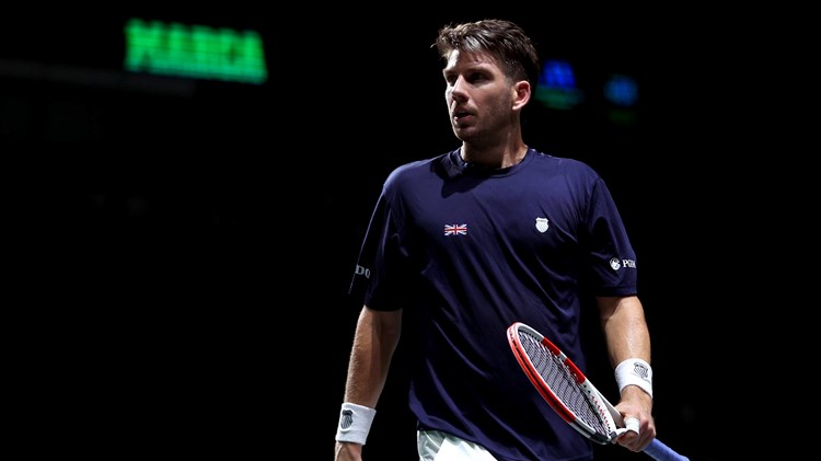 Cam Norrie in action against Nocak Djokovic at the Davis Cup Finals