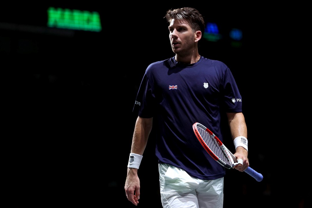 Cam Norrie in action against Nocak Djokovic at the Davis Cup Finals