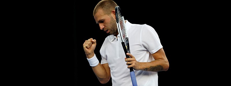 Dan Evans celebrating with fist pump