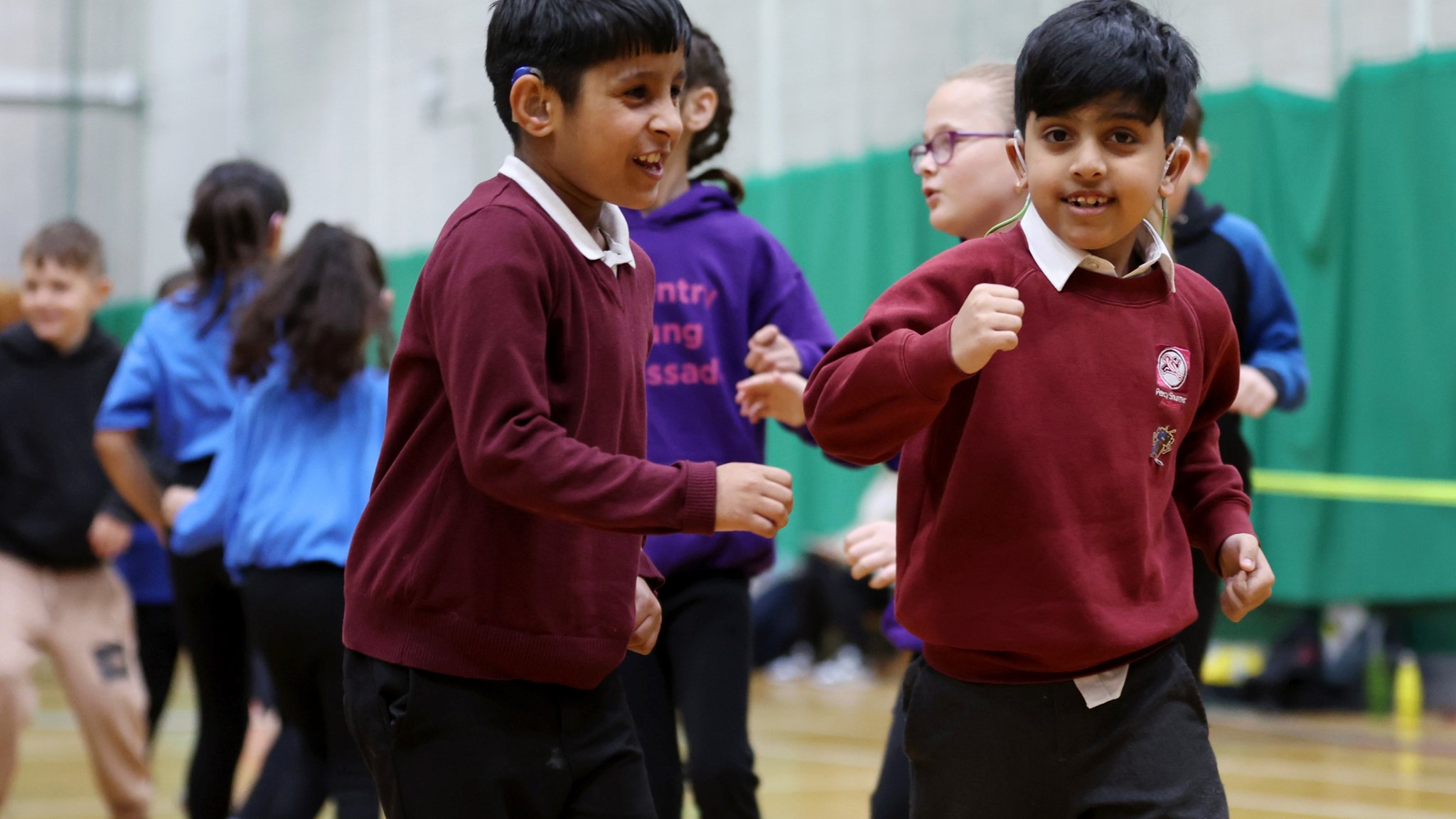 Students are seen taking part in the Deaf Tennis Festival at Woodlands Academy on May 03, 2024 in Coventry, England.