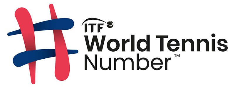 Logo of ITF World Tennis Number with a hashtag and tennis ball displayed