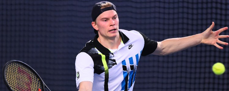 Anton Matusevich in action about to take a forehand shot