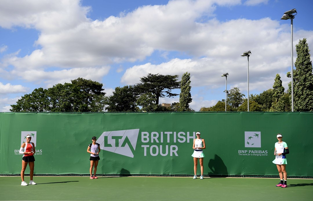 Players pose for a photo at The British Tour at National Tennis Centre