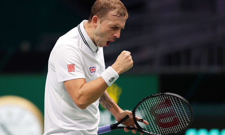 Tennis player celebrating