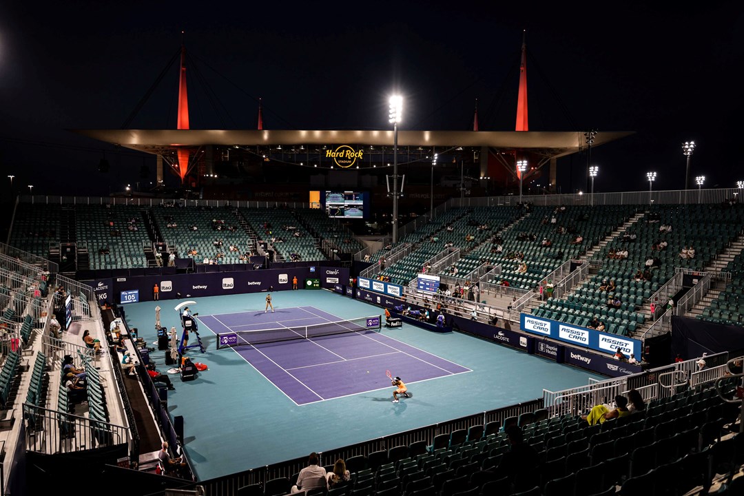 Female tennis match in a stadium