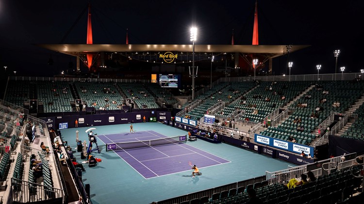 Female tennis match in a stadium