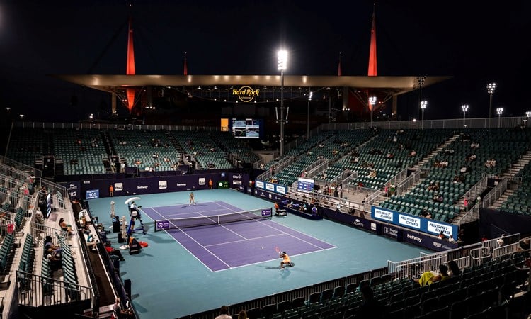 Female tennis match in a stadium