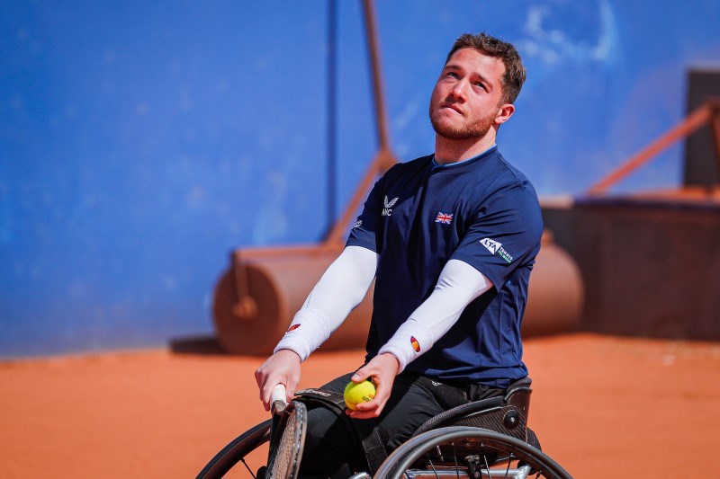 Alfie Hewett in action for Great Britain at the World Team Cup qualification event v Germany - Credit Mathias Schulz