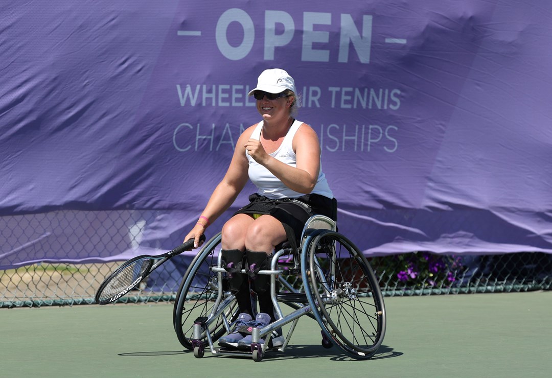 Female paralympic player celebrating